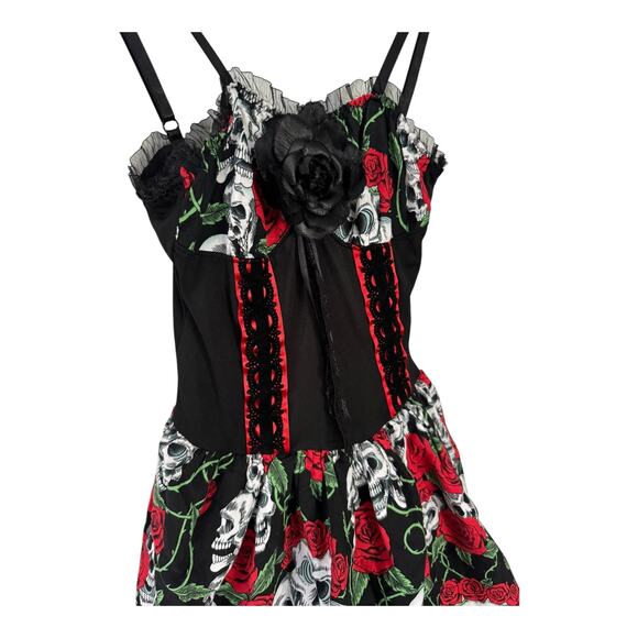 Lip Service sugar skull dia Skull & Rose dress Goth & Punk dress size XS - Picture 15 of 15